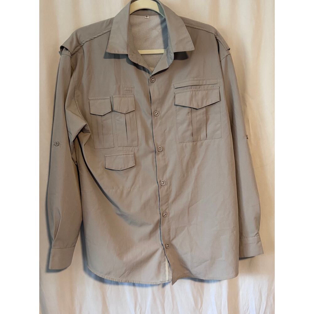 Men's Small Nylon Spandex Outdoor Shirt UPF 40+ Long Sleeve Gray